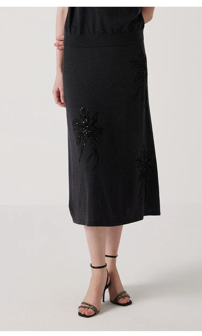 BC1040 Luxurious Clothes Ladies Embroidery Merino Wool Silk Skirts Womens Clothing Elegant Summer