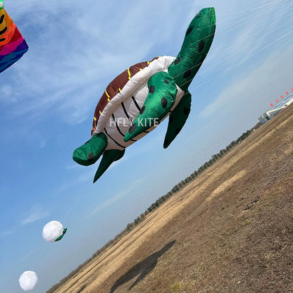 HFLY New Arrival Soft Inflatable Large 5m Sea Turtle Kite Line Laundry for Adults High Quality  40D Nylon Animal Kites Pendant