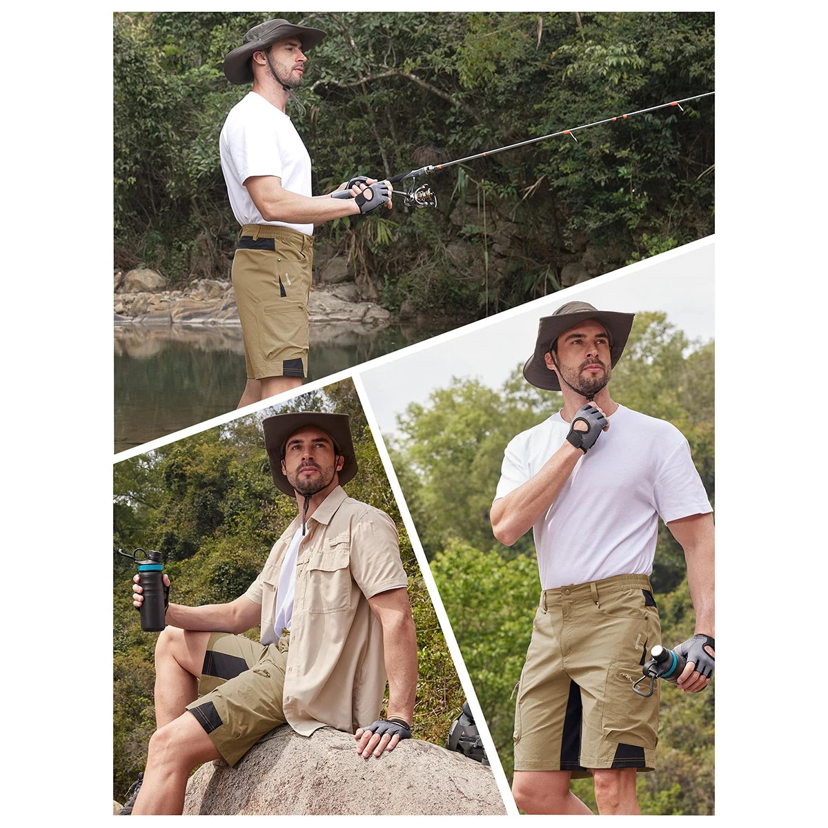 TACVASEN Men's Lightweight Shorts Outdoors Hiking Fishing Short Pants with Multiple Pockets Quick Dry Summer Work Cargo Shorts