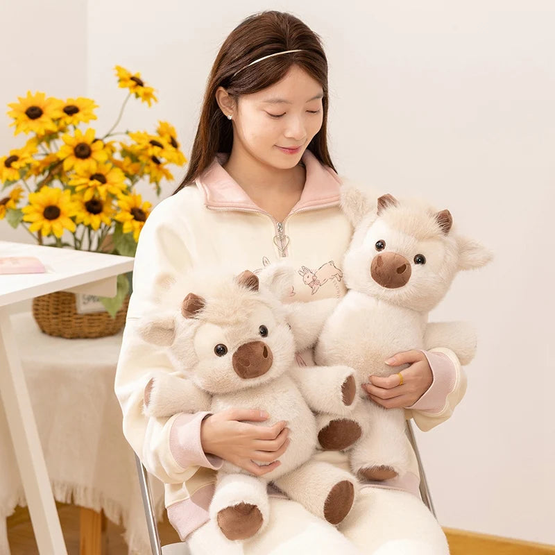 Adorable Highland Cattle Plush Toy 45cm - Huggable Running Cow Stuffed Animal Made with Premium Soft Fabric, Soothing Companion