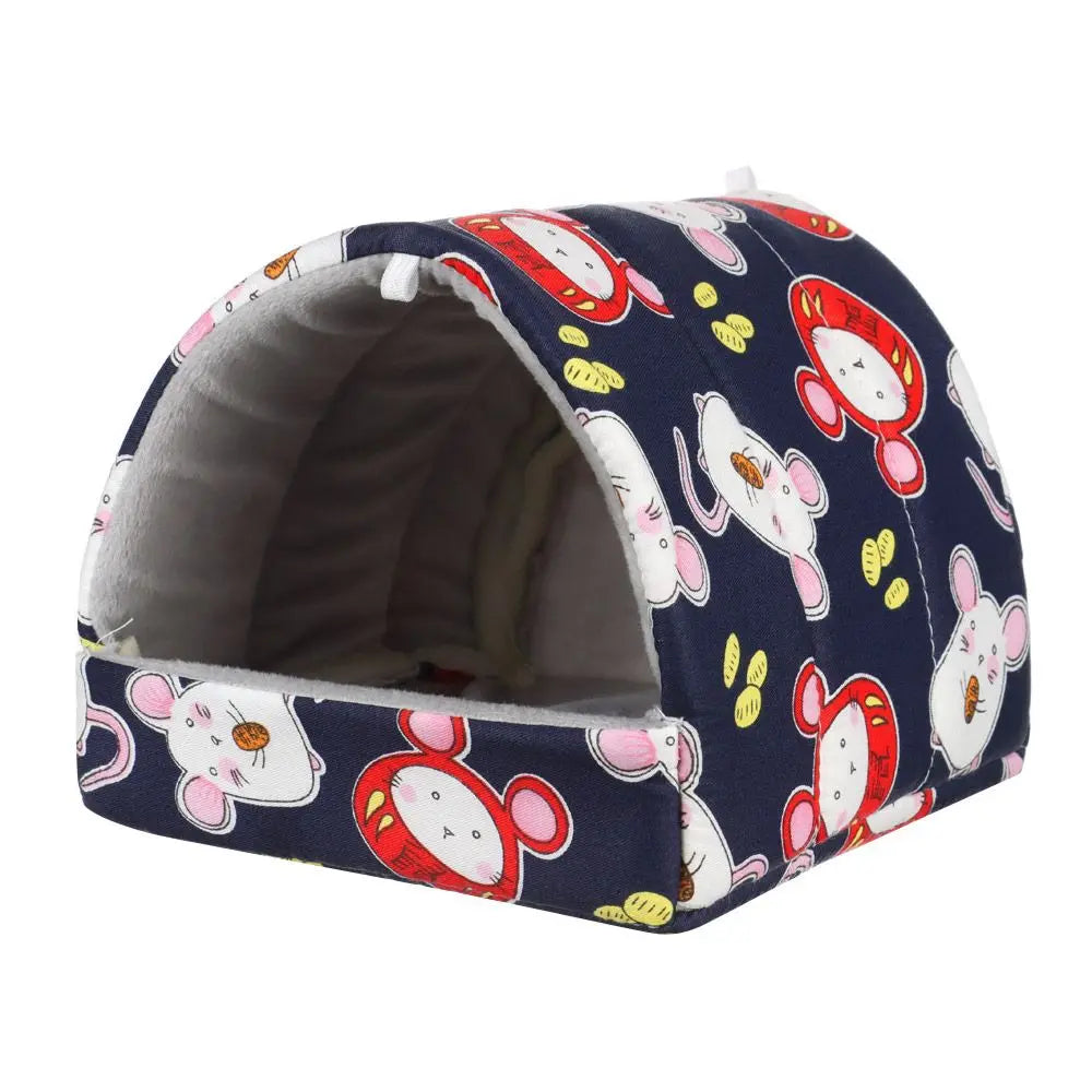 Soft Rabbit Colorful Squirrel Mini Cage Winter Hamster House Guinea Pig Nest Small Animal Sleeping Bed Warm Mat