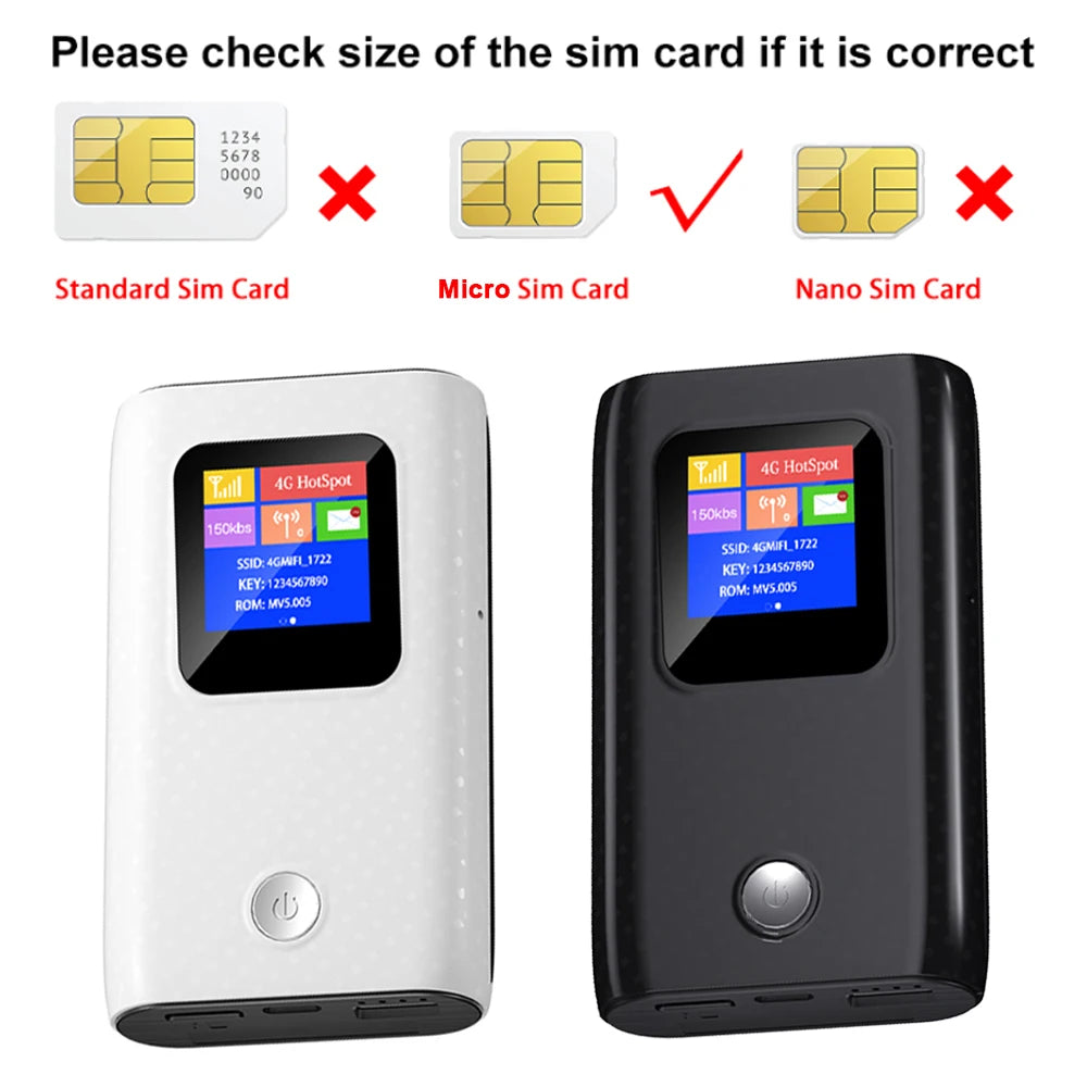 KuWFi CAT4 4G Mobile Router 2.4G Wireless WiFi Hotspot Portable Travel Mini LTE Router SIM Card Slot Built-in 6000mAh Battery