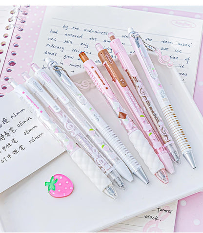 4Pcs Cute Kawaii Gel Pens Set Aesthetic 0.5mm Fine Point Retractable Pens for School Office Writing Sweet Chocolate Stationery