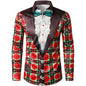 2026 Merry Christmas Lapel Blouse Funny Santa Claus Cosplay Graphic Long Sleeve Shirts For Men Clothes Bachelor Party Fake Suit