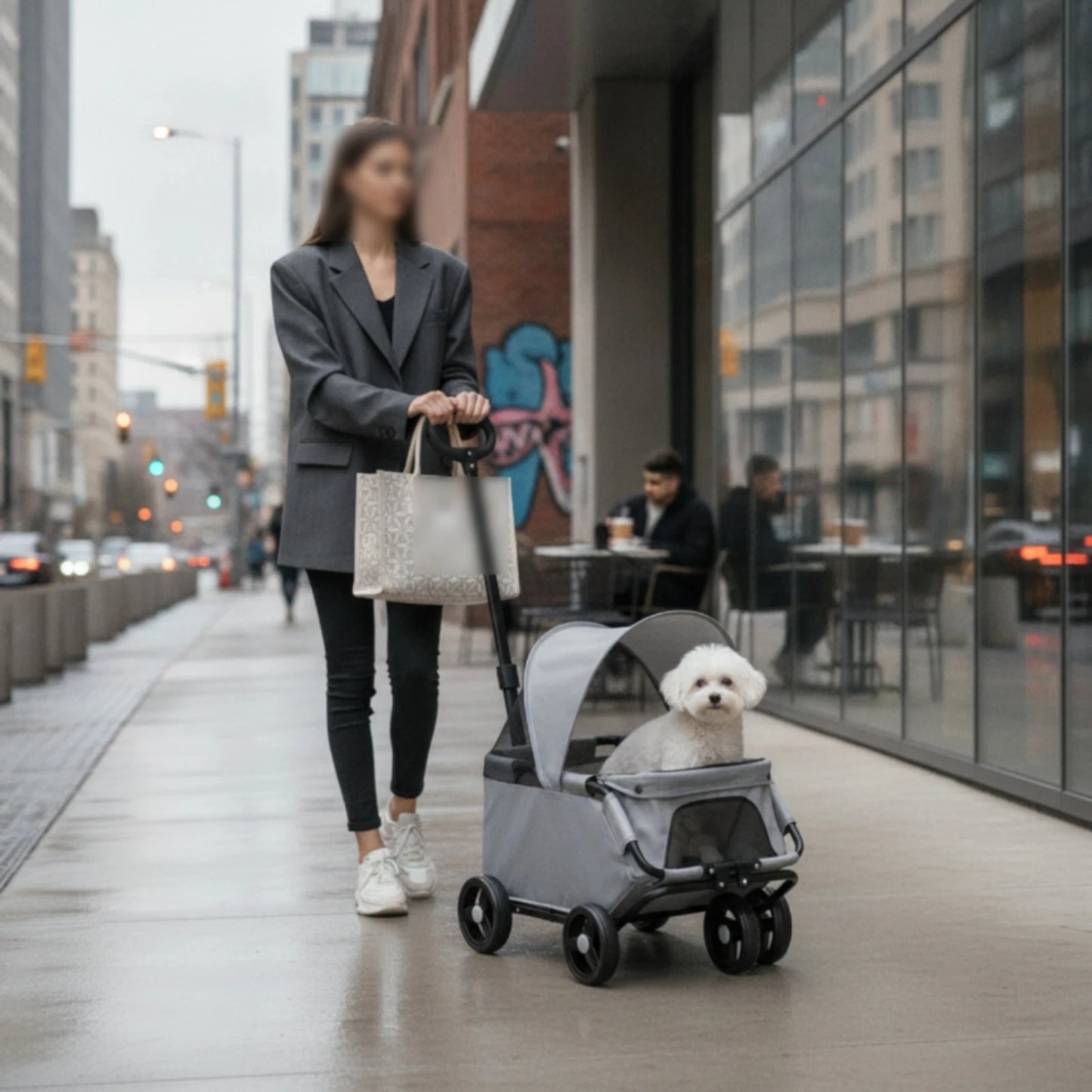 Pet Stroller with Telescopic Handle Folding Foldable Pet Stroller Sturdy Sturdy for Small Dogs, Outdoor Walks, Travel