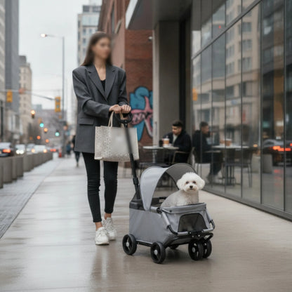 Pet Stroller with Telescopic Handle Folding Foldable Pet Stroller Sturdy Sturdy for Small Dogs, Outdoor Walks, Travel