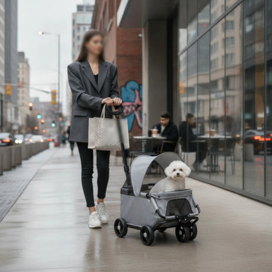 Pet Stroller with Telescopic Handle Folding Foldable Pet Stroller Sturdy Sturdy for Small Dogs, Outdoor Walks, Travel