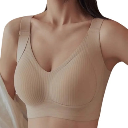 Push-Up Bras For Women Non-wire Padded Bra Seamless Underwear Plus Size V-neck Bra Top Sexy Lingerie Wide Straps Intimates M-4XL