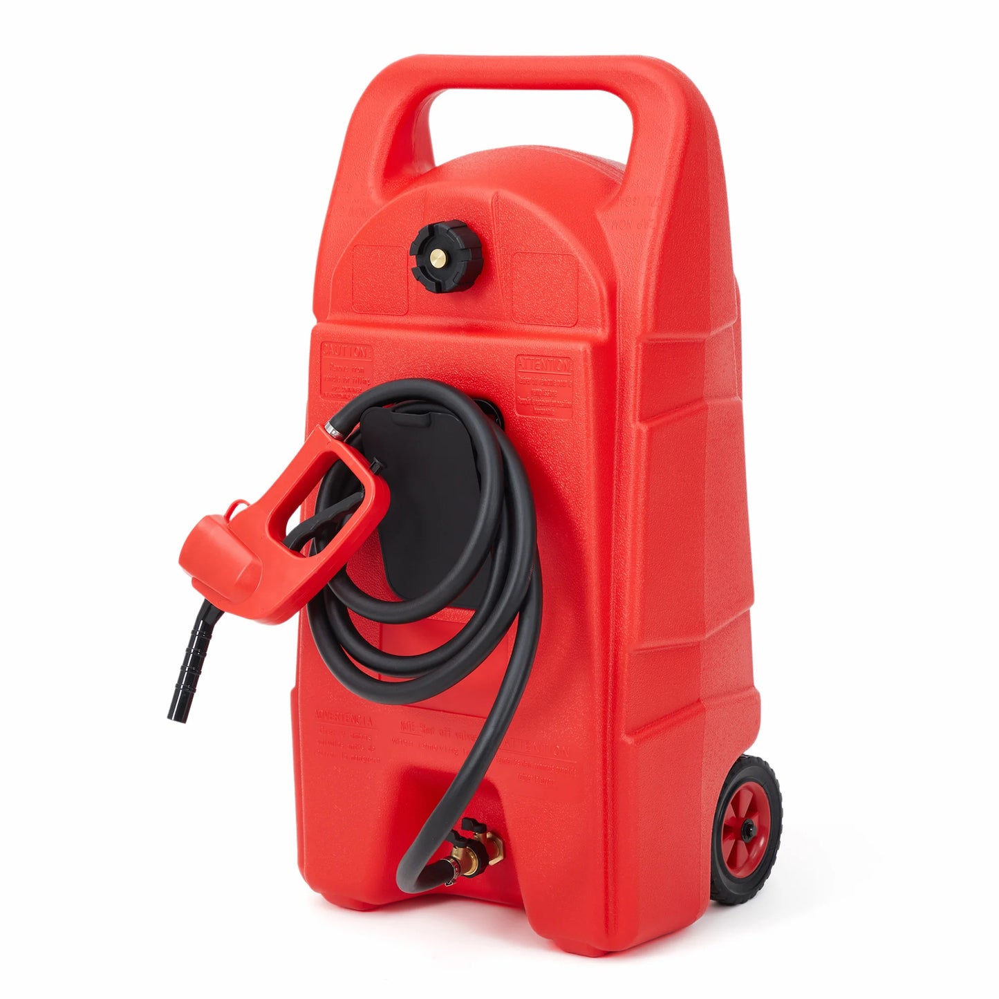 Heavy-Duty 15 Gallon Portable Fuel Caddy – Manual Siphon Pump & 10FT Delivery Hose – On-Wheels Gas & Heavy-duty Transfer Tank – Ideal Tool Storage for Cars, Lawn Mowers, Boats