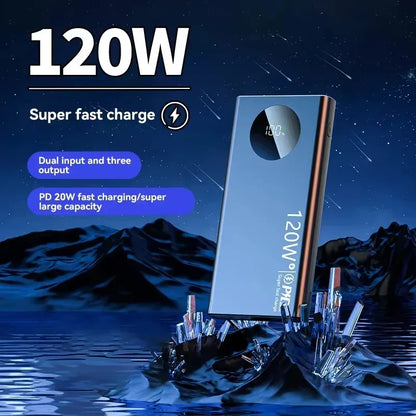 2027 Lenovo HOT CCC 500000mAh PowerBank 120W Super Fast Charging PD20W LED Digital Display Battery Suuply For iPhone17  Xiaomi
