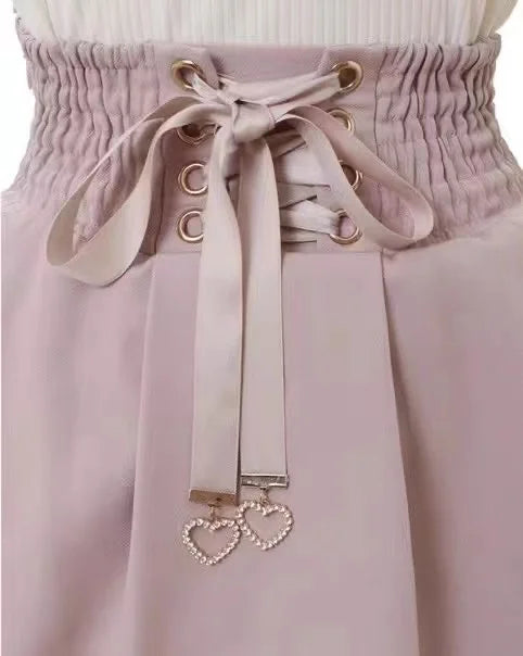 Japanese Sweet Lolita Style Mini Skirt Women Retro Elegant Lace Bandage Party Cake Skirts Female Gothic Y2k Metal Buckle Skirts