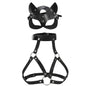 Gothic Leather Cat Mask Body Harness Set Women Erotic Bondage Lingerie BDSM Fetish Masquerade Cosplay Party Costume Accessories