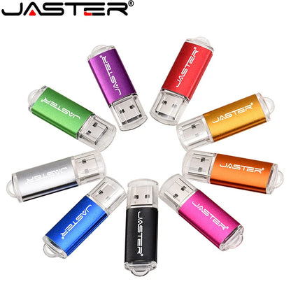 JASTER High Speed USB 2.0 Flash Drive Mini Plastic Pendrive 128M 4GB 16GB 32GB 64GB 128GB With Keychain Memory Stick Pen Drive