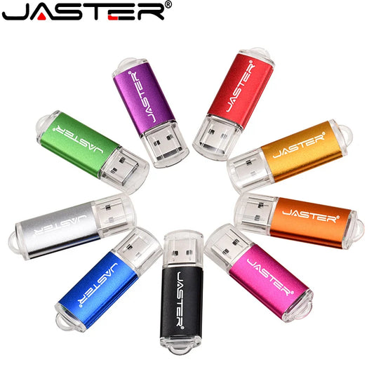 JASTER High Speed USB 2.0 Flash Drive Mini Plastic Pendrive 128M 4GB 16GB 32GB 64GB 128GB With Keychain Memory Stick Pen Drive