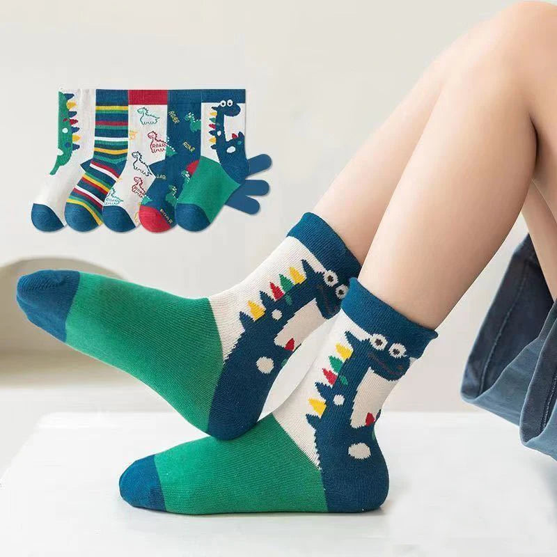 5 Pairs Kids Boys Girls Socks Children Baby Toddler Sport Socks School Students Spring Autumn Soft Cotton Fashion Mid Tube Socks