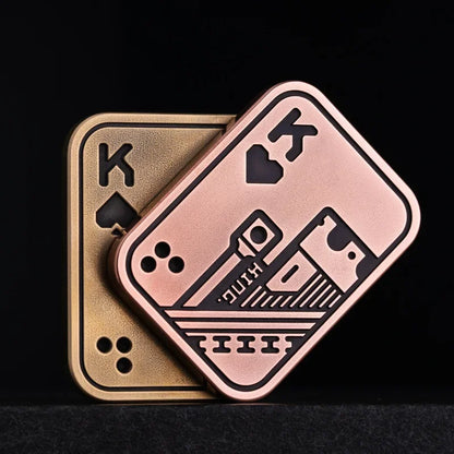 Stress Relief Push Card Metal Fingertip EDC Poker A K King Gyro Toy for Office Adults Anti Anxiety Fidget Papa Coin