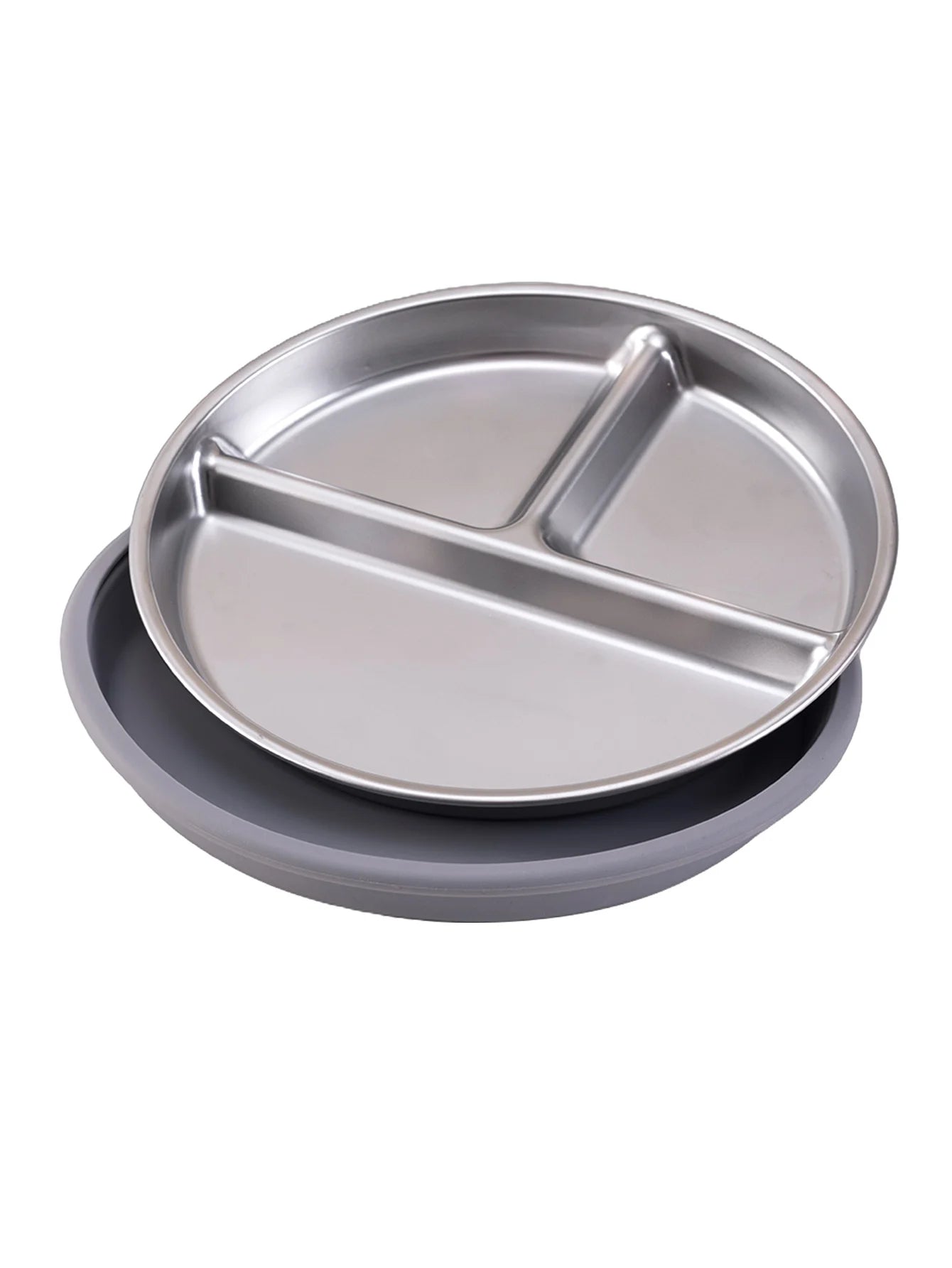 1PCS Stainless Steel Dishes Plate Detachable Suction Bowl For Baby Feeding BPA Free Silicone Base Tableware Newborn Essentials