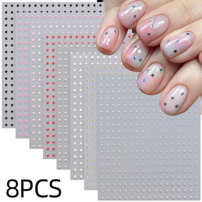 8Colors/Set 3D Sweet Love-Heart Nails Stickers Mini Hearts Self-Adhesive Nail Art Sliders Valentine's Day DIY Manicure Decals 1