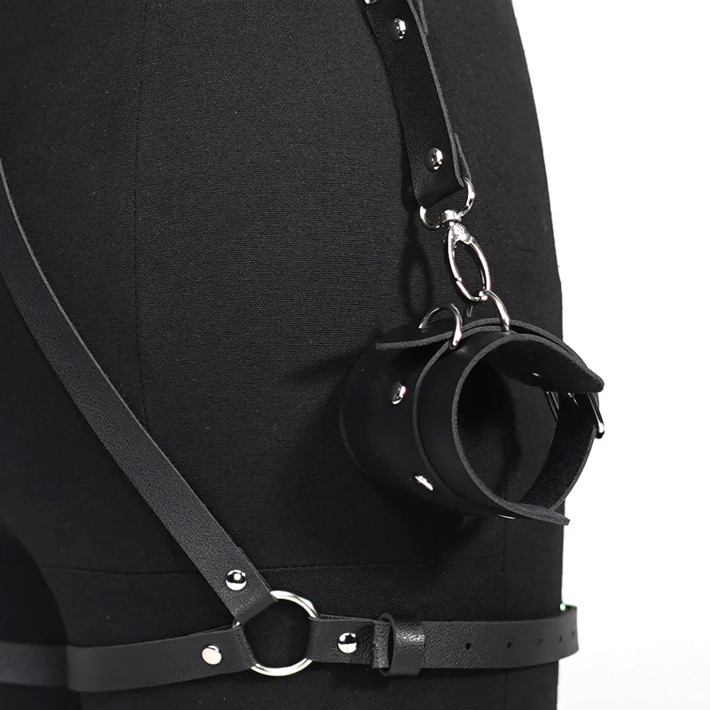 Women Sexy PU Leather Harness Sexy Lingerie BDSM Sexual Outfit Garter Belt Fetish Erotic Gothic Sex Costume Babydoll Underwear
