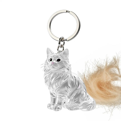 Cute Animal Fur Capsule Keychain, Transparent Cat Hair Bag Pendant, Souvenir Collection and Gift Decorative Accessory