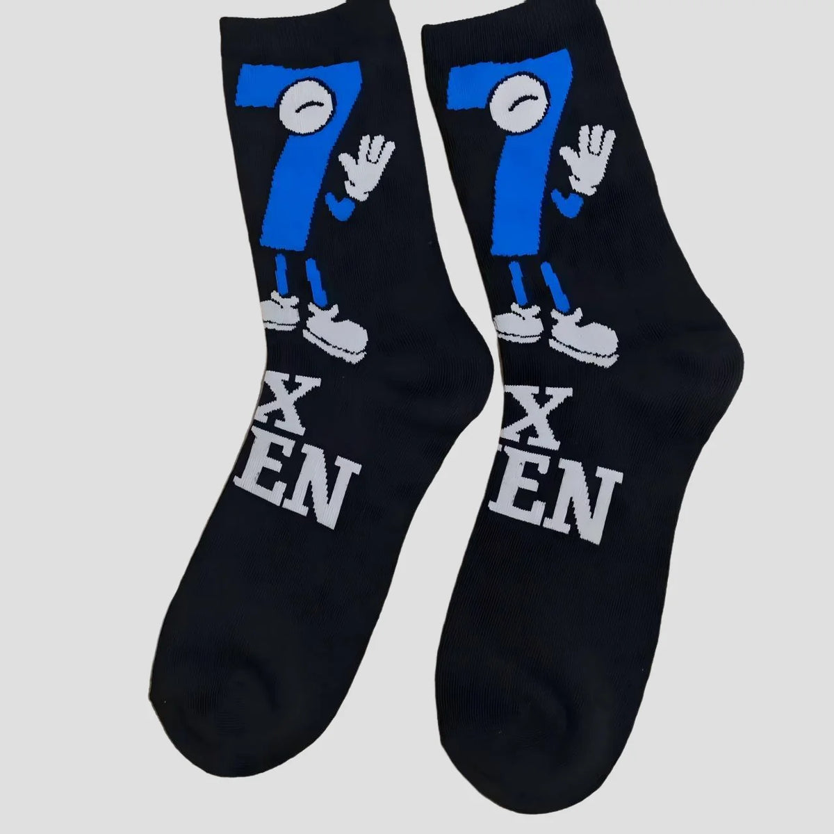 Cross Border New Arrival 67 Cartoon Number Socks Funny Letter Mens Mid Calf Socks