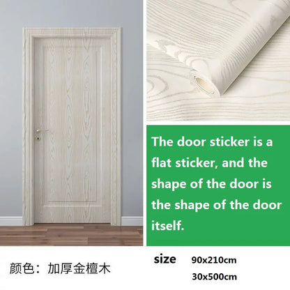 90x210cm/30X500cm Grey Wood Grain Wallpaper On The Door Adhesive  Furniture Refurbish Sticker Home Decor Wall Decal Door Sticker