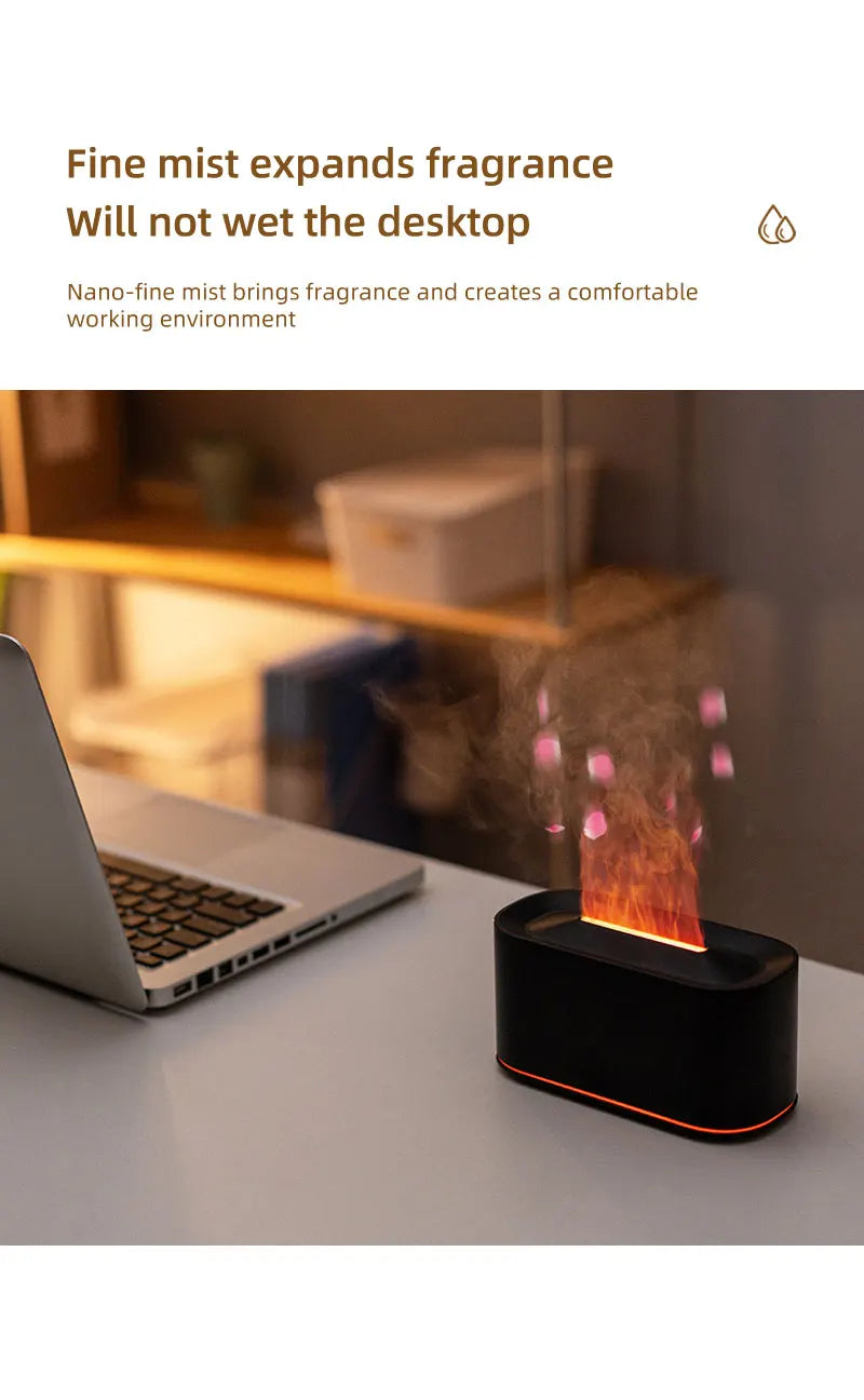 Mini Aroma Diffuser Aromatherapy Realistic Flame Lights Colorful RGB Air Humidifier Desktop USB Sprayer/Essential Oil Set