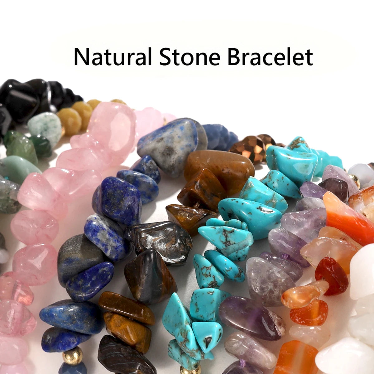 12 piece irregular natural stone woven stretchable bracelet set suitable for daily wear