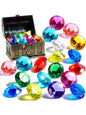 Sloosh Diving Gems Pool Toys16 Big Colorful Diamond with Pirate Treasure Chest Swim Dive Diving Underwater Toy Gift Toys
