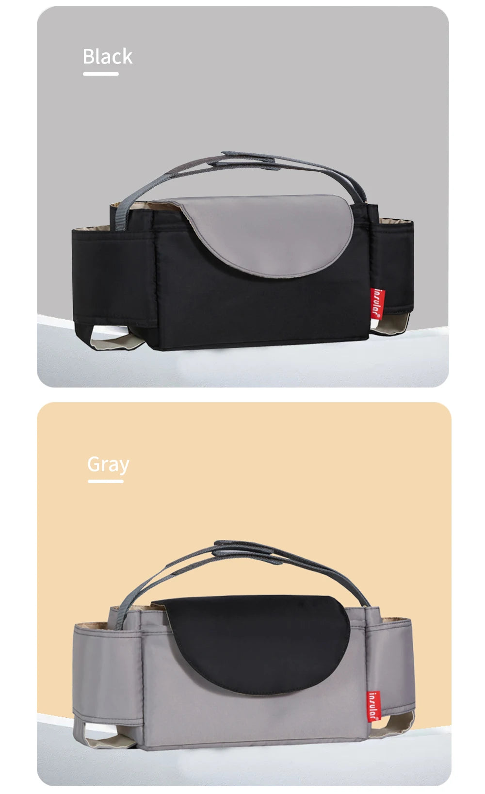 Stroller Organizer Bag,Multifunctional Mommy Diaper Bag with Basket,Hooks & Cup Holder,Universal Pram Buggy Carriage Accessories