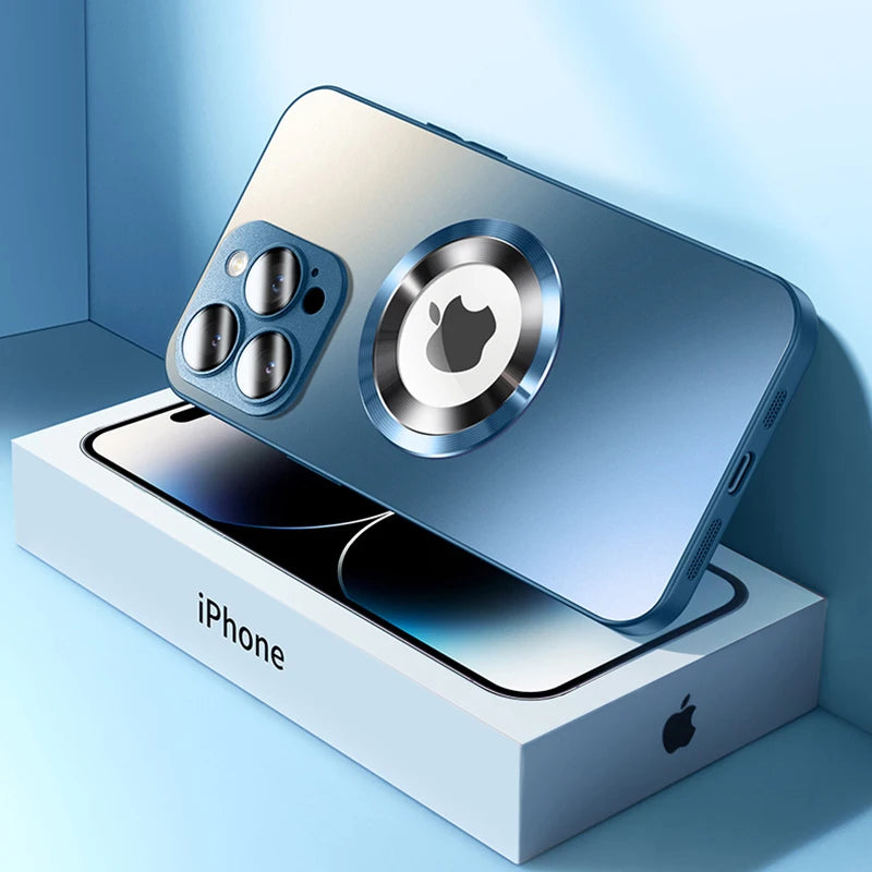 Tempered Glass Matte Magnetic For Magsafe Wireless Charging Case For iPhone 16 15 14 Pro Max Shockproof Soft Hard Bumper Cover