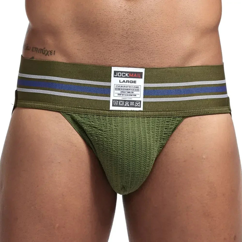 JOCKMAIL Men's Underwear Men Sexy Briefs Jockstrap Pouch Cuecas Man Cotton Panties Thongs Mesh Underpants Gay Slip Homme Srting
