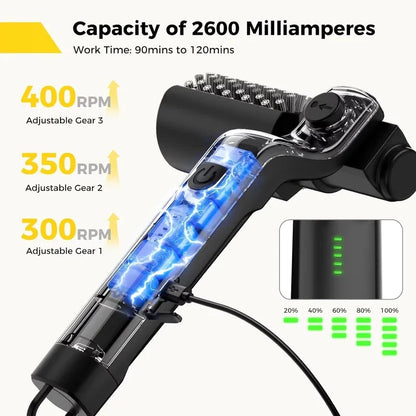 Cordless Rechargeable Electric BBQ Grill Brush Heavy Duty Outdoor Cleaning Tool Rotary Adjustable for Oil Stains