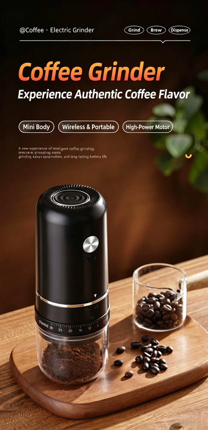 Portable Rechargeable Electric Coffee Grinder, External Adjustable Grind Mill for Espresso & Hand Pour Coffee