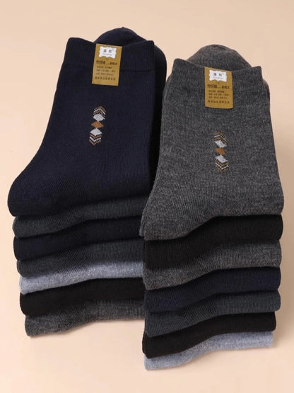5 Pairs/Lot Men's Fashion Thickened Socks Four Seasons Leisure Breathable Deodorant Mid Tube Cotton Socks High Quality EU 38-44