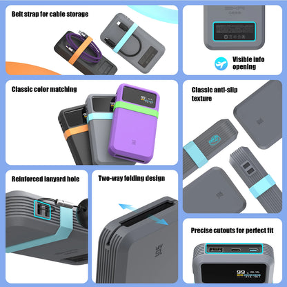 SIKAI Silicone Case For CUKTECH No.15 AIR 100W Portable Power Bank 15000mAh Travel Design with Data Cable Storage