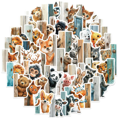 10/30/50pcs Outside The Door Peeping at Animal Stickers Funny Cartoon Sticker Scrapbook Phone Laptop Cute Decals Decoration Toy