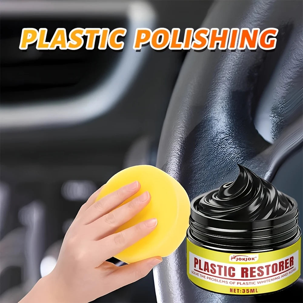 JOKJOK All-in-One Plastic Polish & Restorer Wax - UV Protection Formula, Gel for Car Interiors, Tires, Seats, Dashboard - Preven