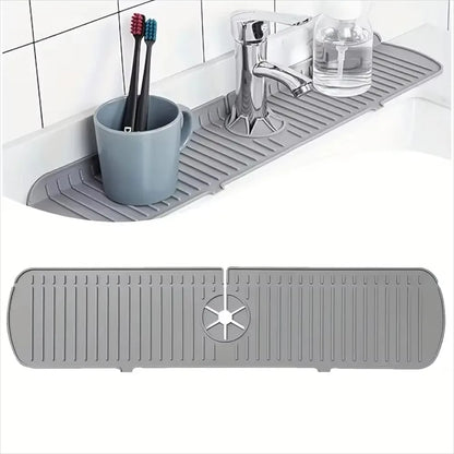 Silicone Tap Mat,Sink Splash Guard,Kitchen Tap Silicone Drain Mat, Silicone Tap Handle Drip Catcher Tray, Tap Mat for Kitchen