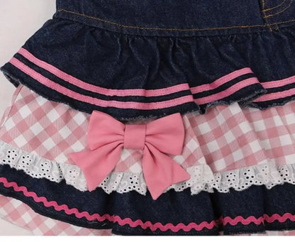 Kawaii Girls Lolita Skirts Japanese Women Harajuku Ball Gown Denim Skater Y2K High Waist Lace Cake Skirts Versatile Puffy Skirts