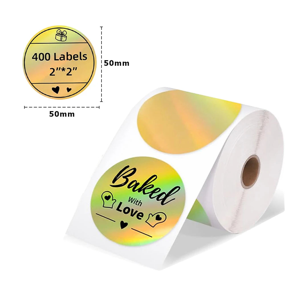 Munbyn/Nelko Holographic Laser Silver Sticker DIY Seal Labels for Card Festival Crafts Party Decorations for 241BT 246S D520