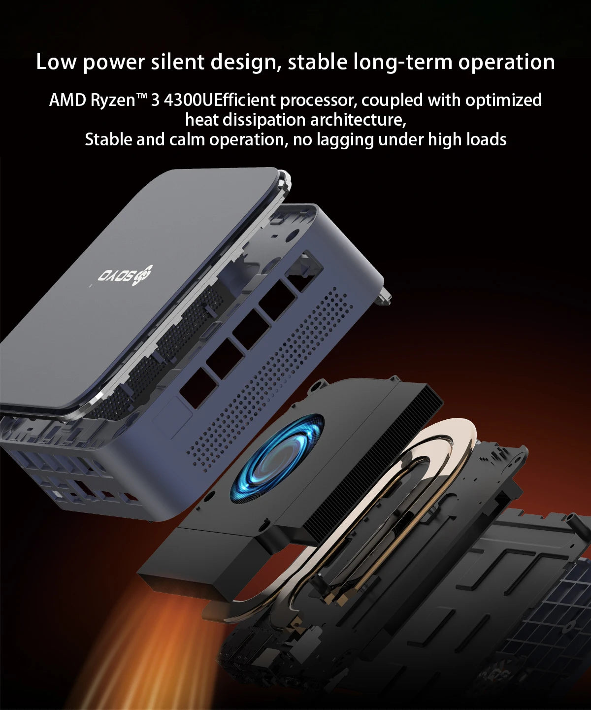 Mini PC SOYO M5 Mini AMD Ryzen 3 4300U LPDDR4 16GB RAM 512GB ROM Wifi 5 BT5.0 Windows 11 Pro Desktop Computer