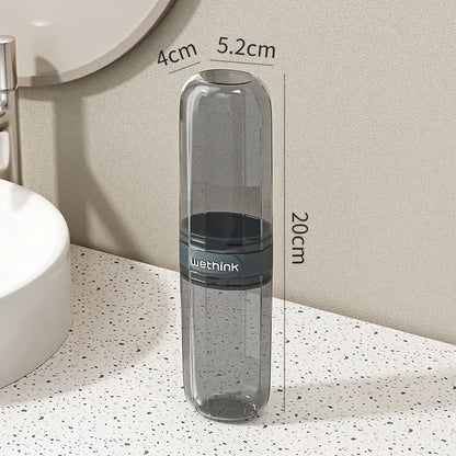 Portable Clear Toothbrush Travel Case, Hard Shell All-in-One Organizer for Business Trips Gym & Commute, Hygienic Secure Design