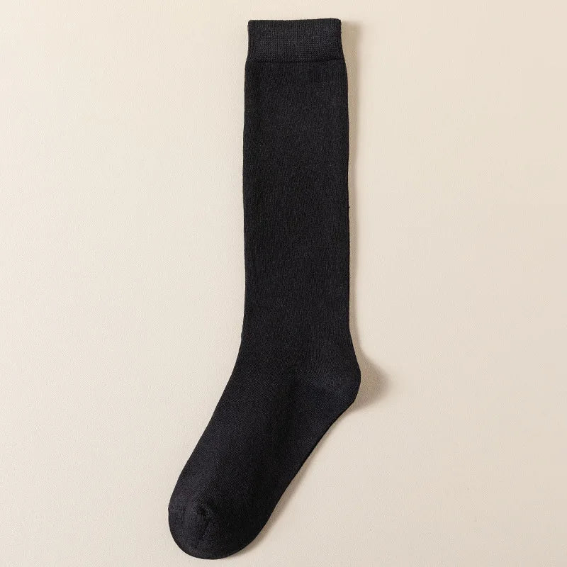 Women Long Socks Ladies Fashion Below Knee High JK Socks Solid Colors Cotton Black Gray White Socks Japanese Trendy Korean Style
