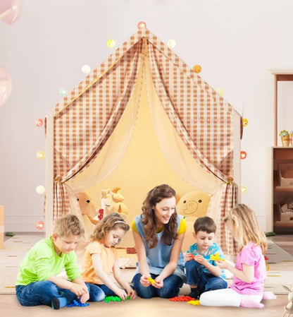 Large Castle Play Tent Foldable Play House Portable Small Playhouse Ideal Home Game Tent for Playroom Backyard Fun Activities