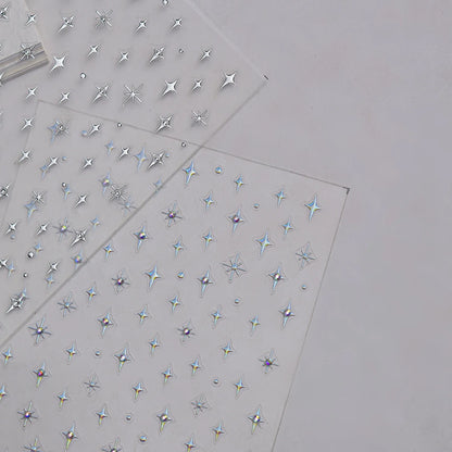 Simple Laser Bronzing Gold Silver Mini Star Rhinestone INS 5D Relief Self Adhesive Nail Art Decoration Sticker 3D Manicure Decal