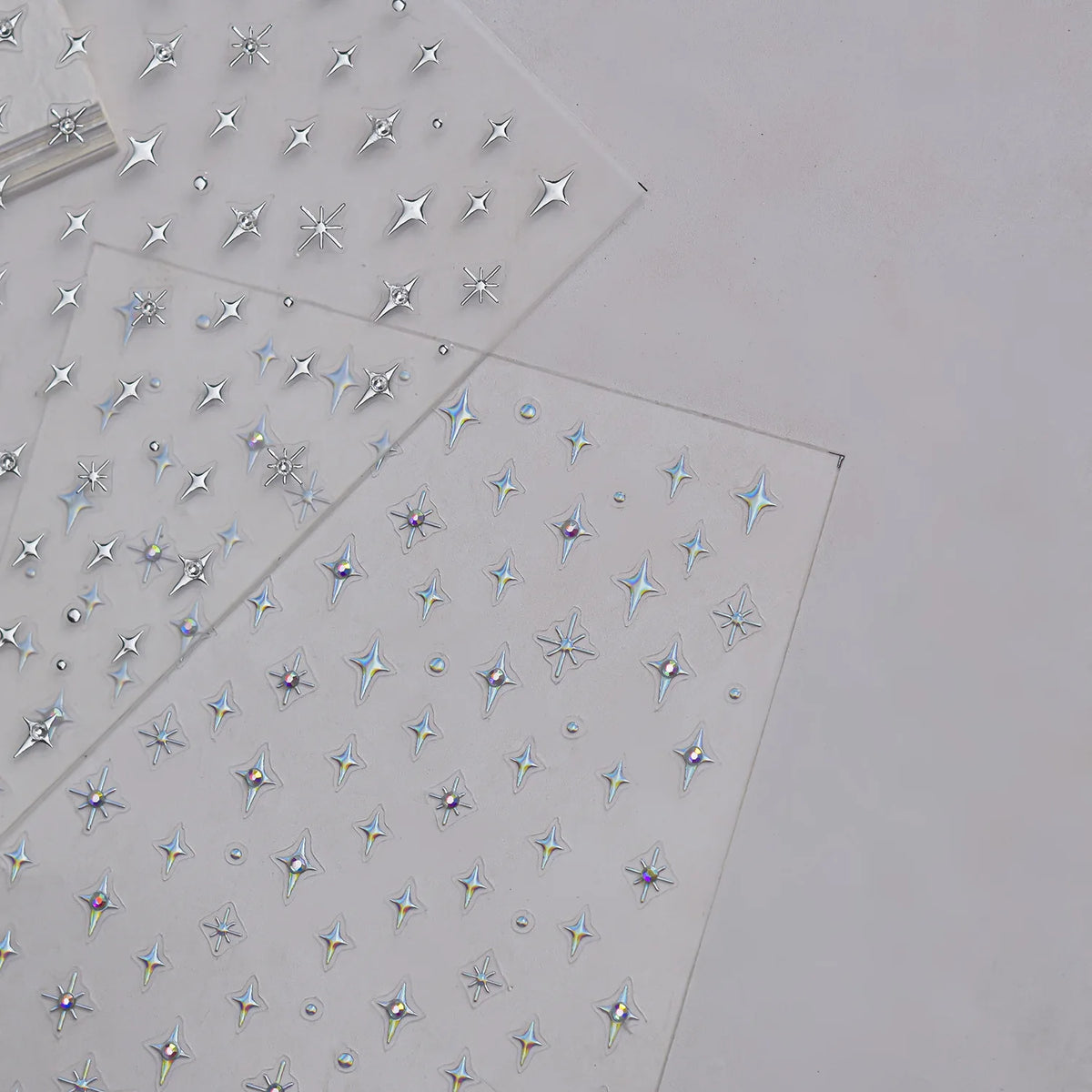 Simple Laser Bronzing Gold Silver Mini Star Rhinestone INS 5D Relief Self Adhesive Nail Art Decoration Sticker 3D Manicure Decal