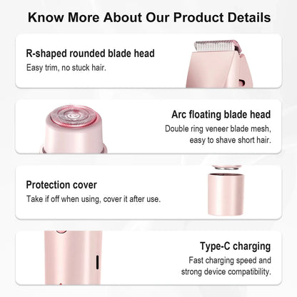 2 In 1 Women Electric Razors Bikini Trimmer Face Shavers Hair Removal for Underarms Legs Lady Body Trimmer Waterproof Painless
