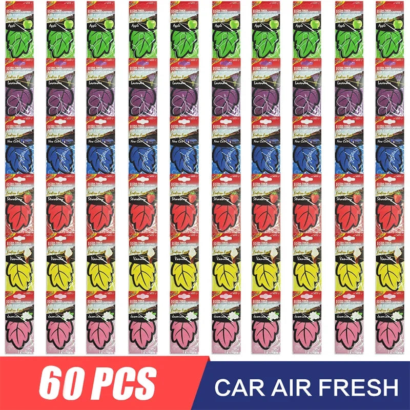 1/60/90PCS Car Air Freshener Natural ScentedTea Paper Auto Hanging Vanilla Perfume Fragrance Leaf Shape Car Accessories Indoor