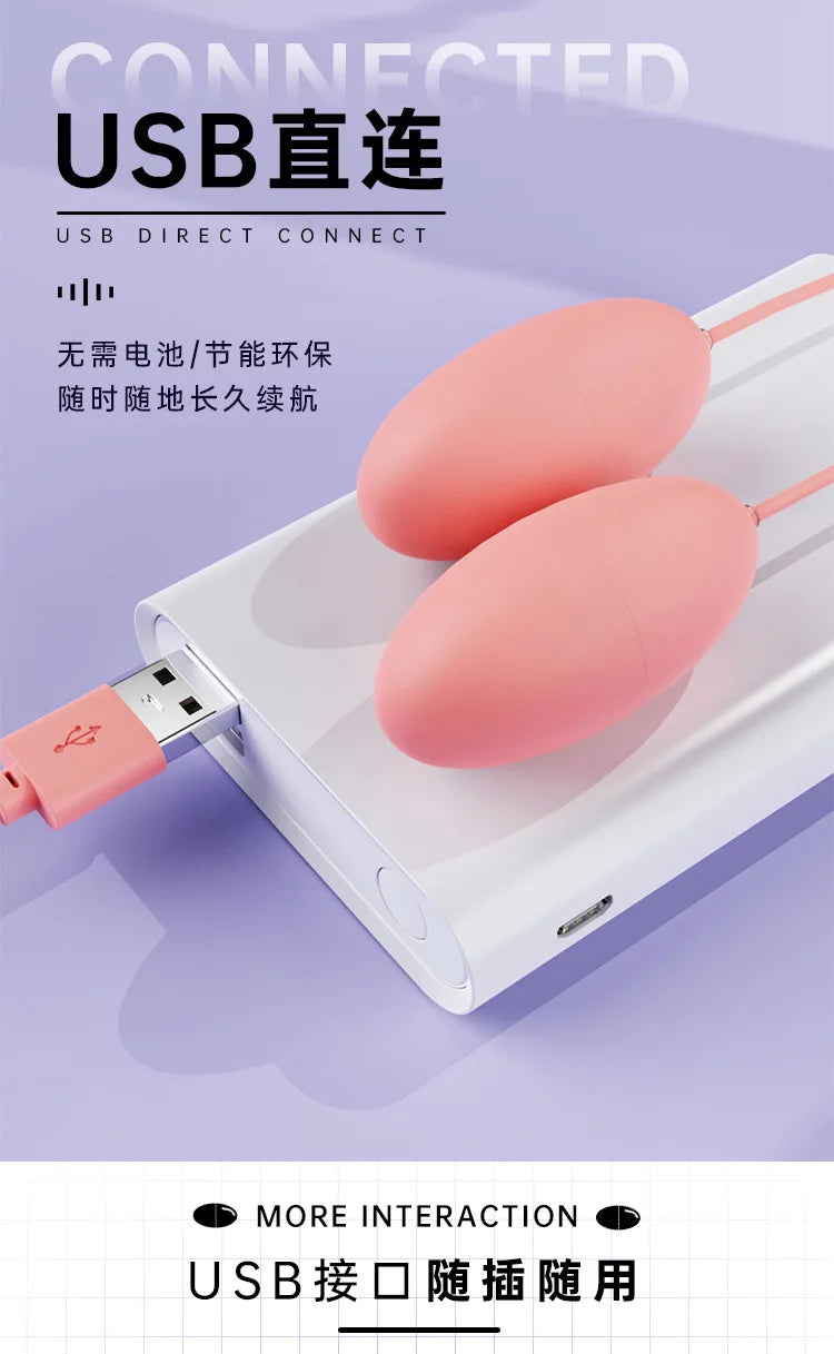10 Frequency Double Vagina Balls Vibrator USB Silent Strong Shake in Front and Back for Foreplay Adult Fun Female Masturbation